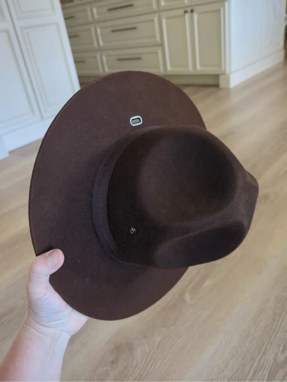 Stratton Self Forming Campaign Hat 7 1/2 USA Made Brown Felt Trooper Uniform Hat
